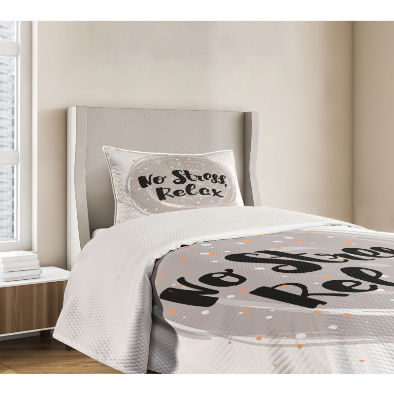 No Stress Relax Lettering Bedspread Set