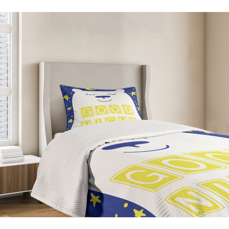 Polar Bear Night Text Bedspread Set