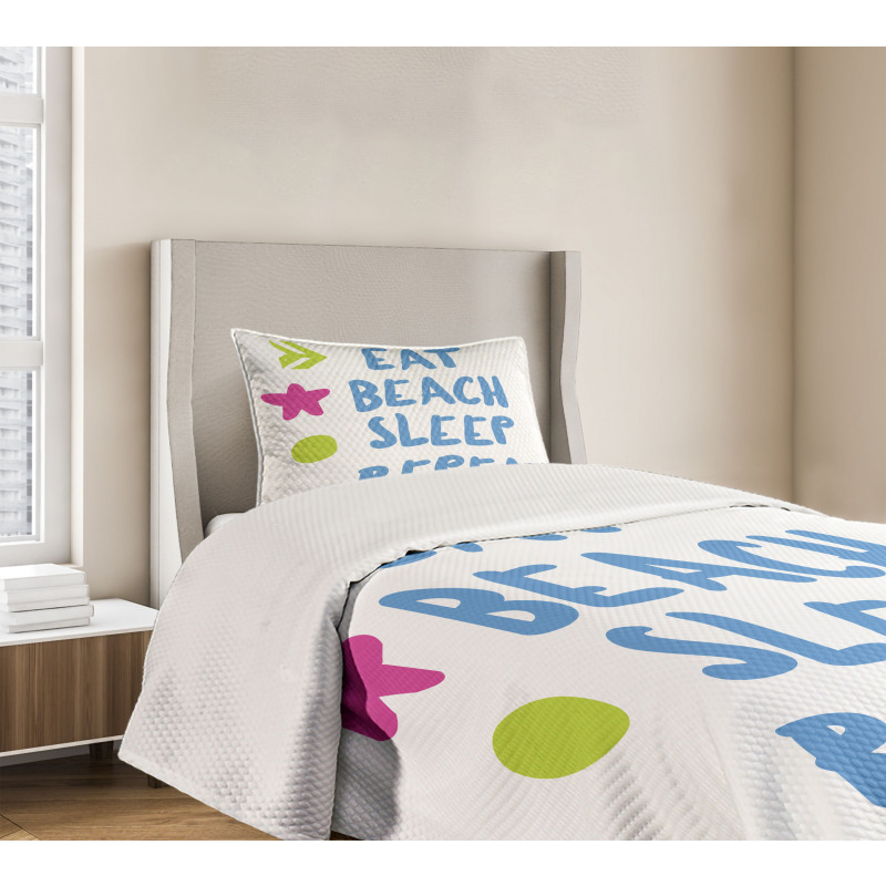 Eat Beach Sleep Repeat Text Bedspread Set