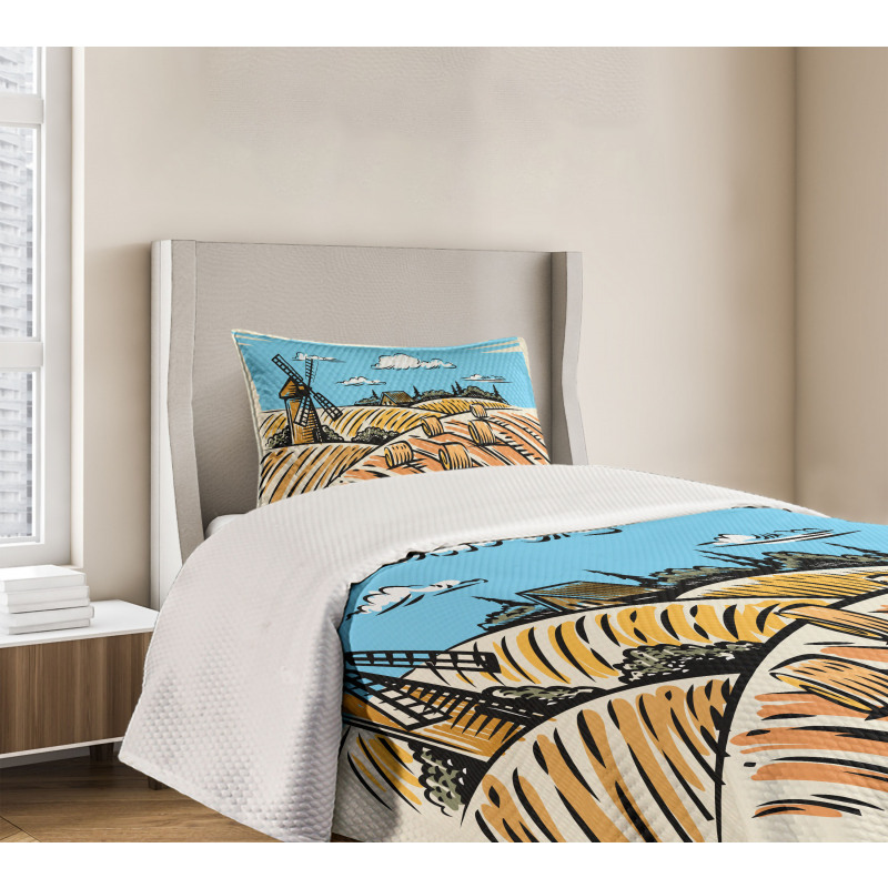 Windmillnd Hay Bales Bedspread Set