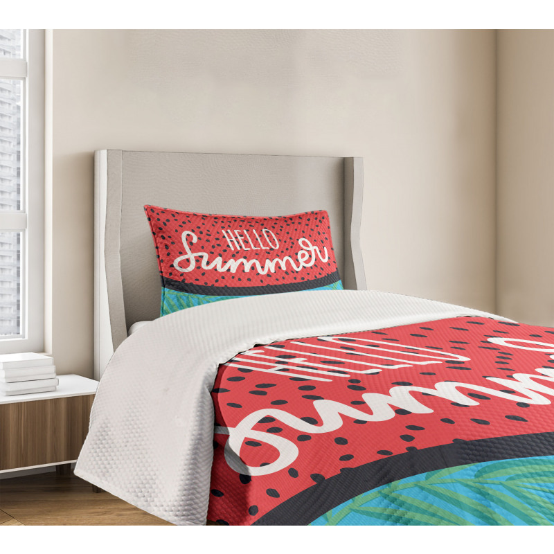 Watermelon Jungle Leaf Bedspread Set