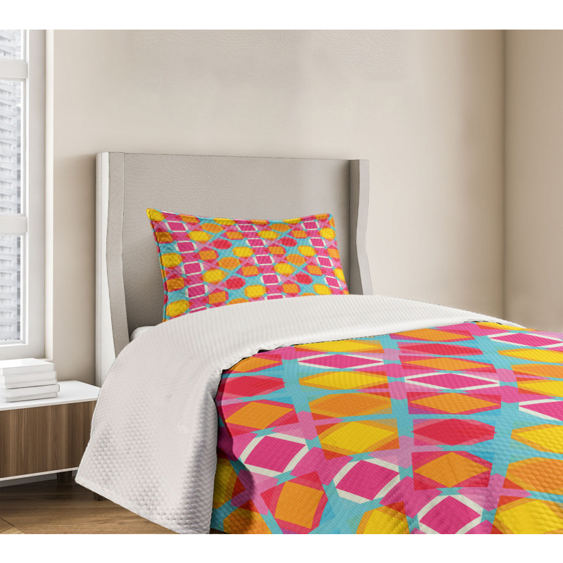 Abstract Line on Grid Bedspread Set