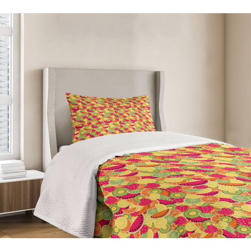 Orange Watermelon Strawberry Bedspread Set