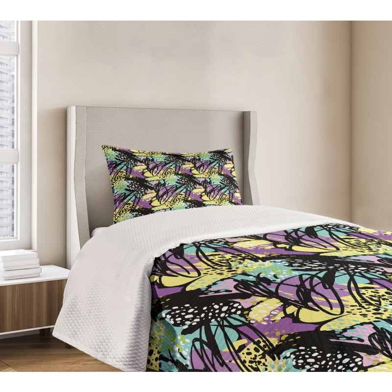 Brush Strokes Modern Art Bedspread Set