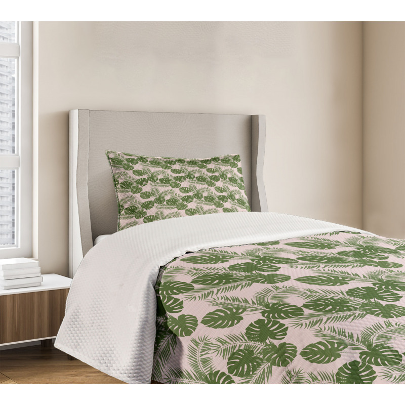 Monstera Leaf Palm Tree Bedspread Set