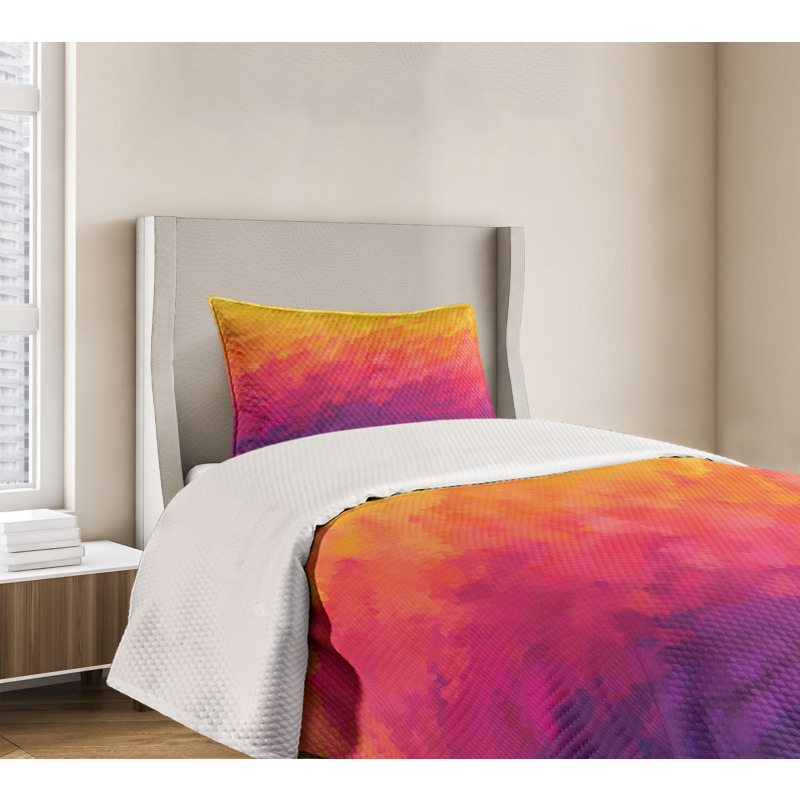 Watercolor Style Ombre Bedspread Set