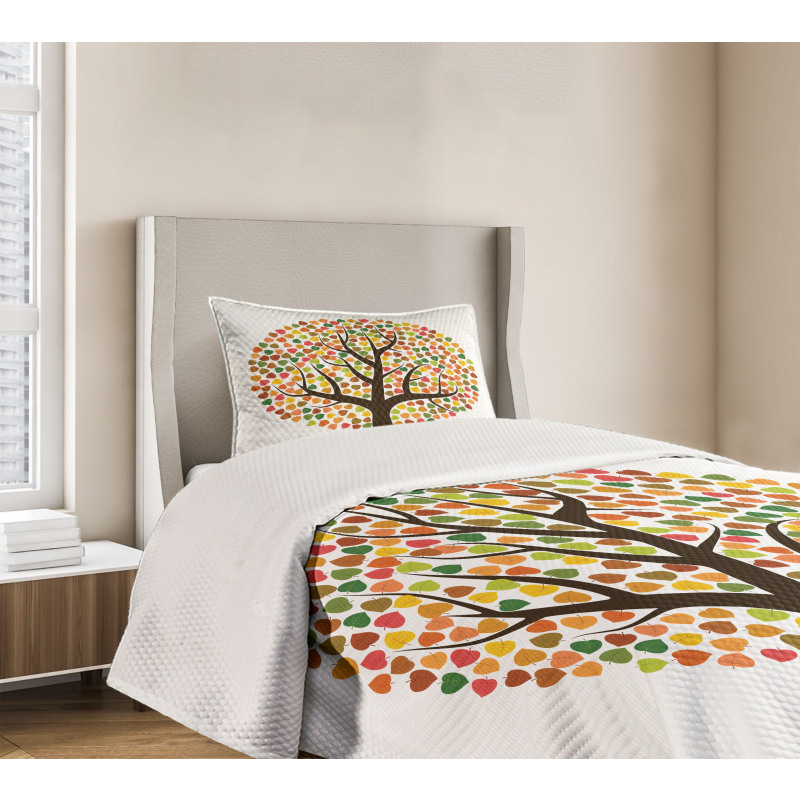 Autumn Season Foilage Design Bedspread Set