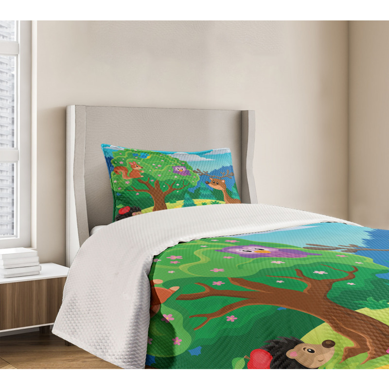 Funny Animals Wildlife Bedspread Set