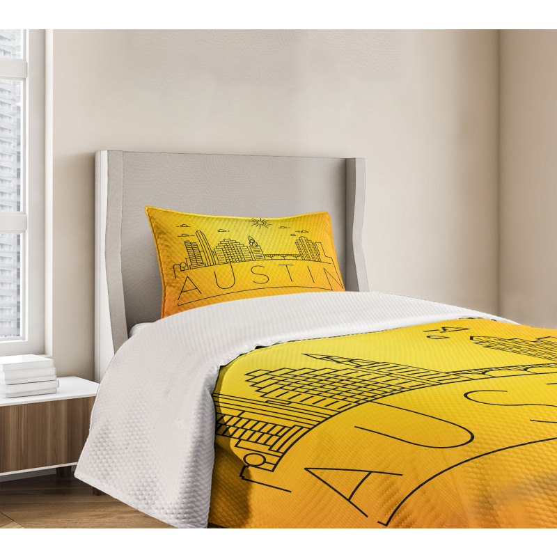 Minimal Texas Linear Skyline Bedspread Set