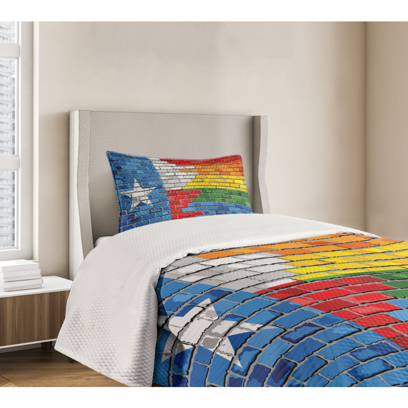 Brick Wall Grungy Texas Town Bedspread Set