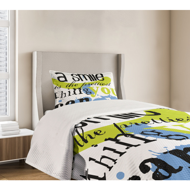 Uplifting Smile Happy Phrase Bedspread Set