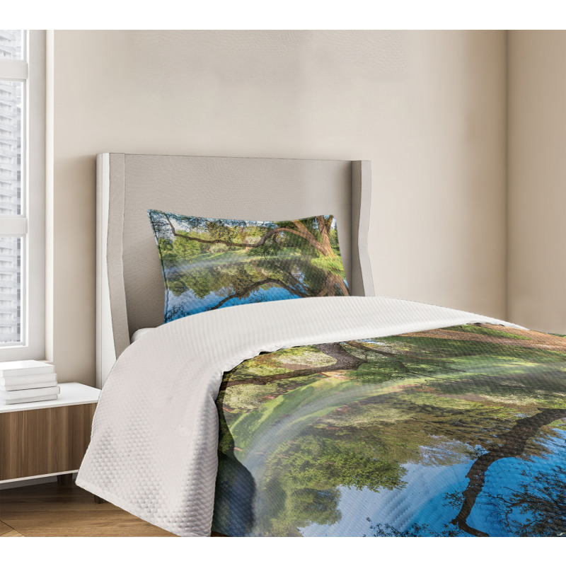 Foggy Scene over Water Bedspread Set