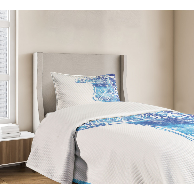 Watercolor Style Blue Animal Bedspread Set