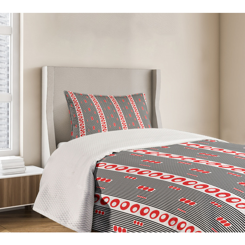 Vertical Stripes Circles Bedspread Set