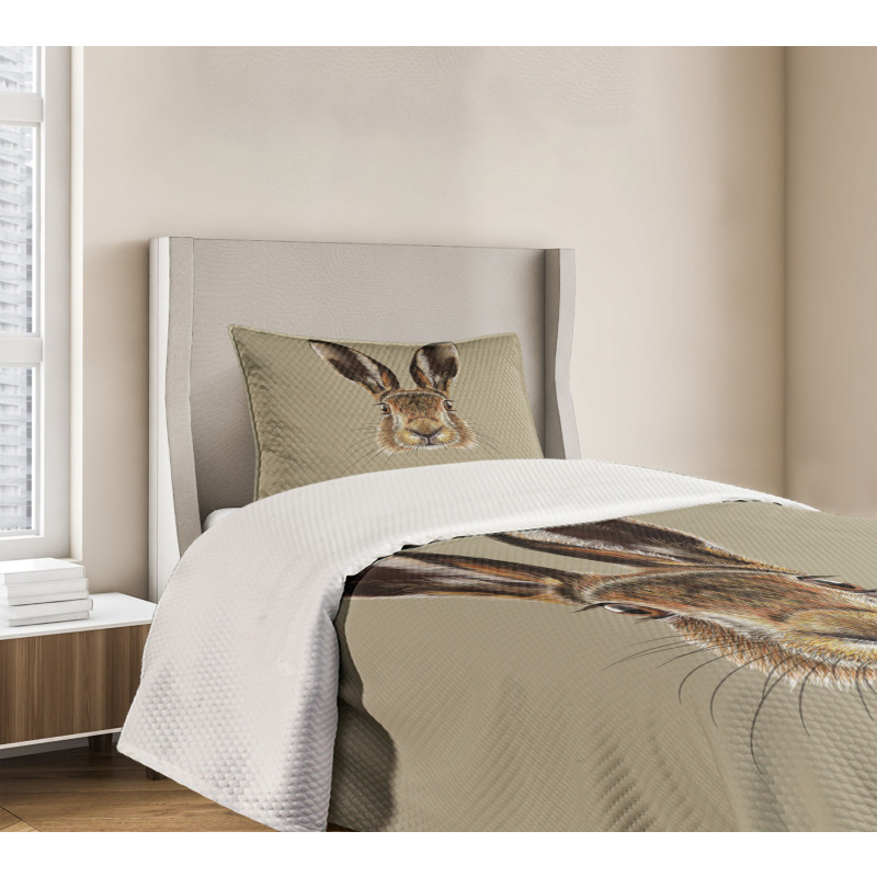 Face of a Wild Hare Realistic Bedspread Set