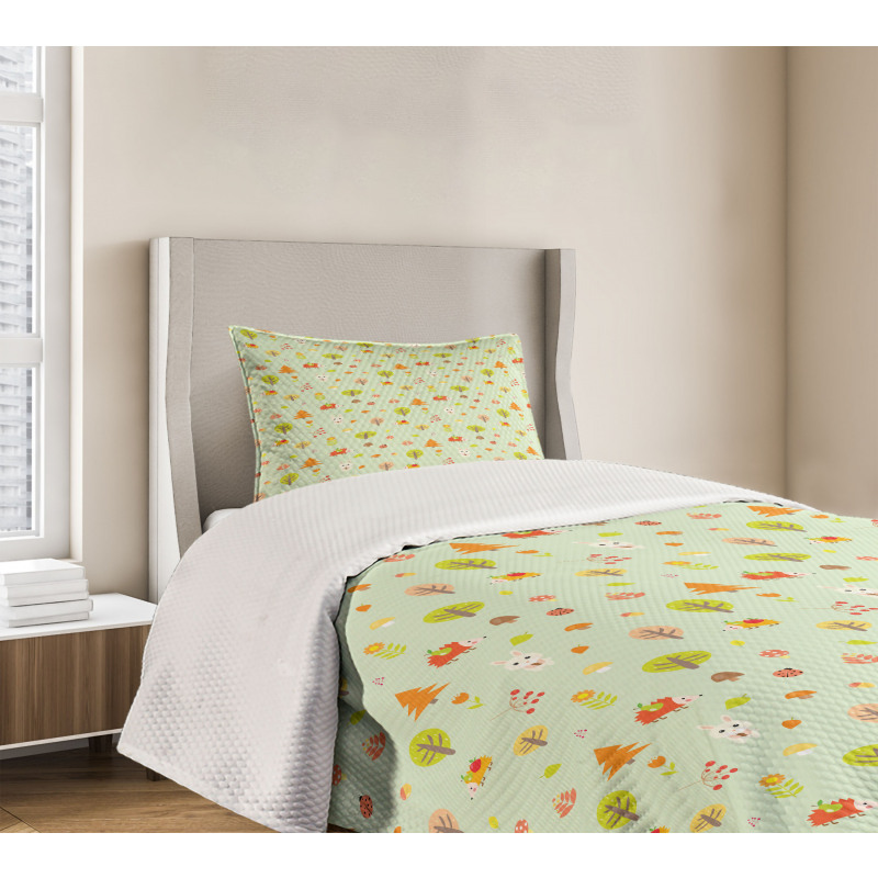 Cartoon Art Autumn Forest Bedspread Set