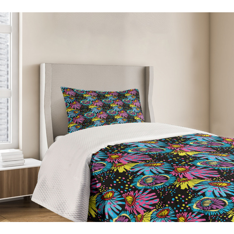 Sixties Colorful Cartoon Bedspread Set