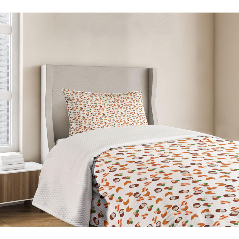 Assortment of Nuts Design Bedspread Set