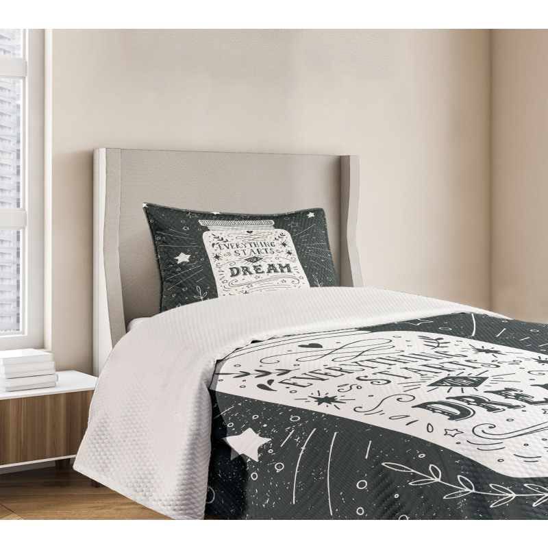 Grunge Style Stars Foliage Bedspread Set