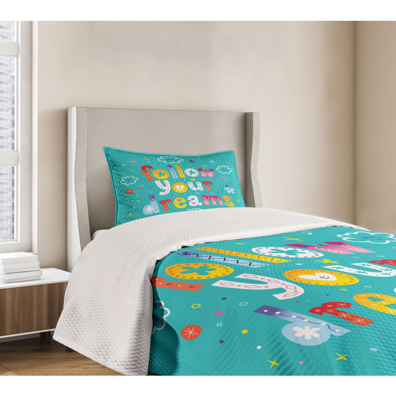 Childish Style Funny Clouds Bedspread Set