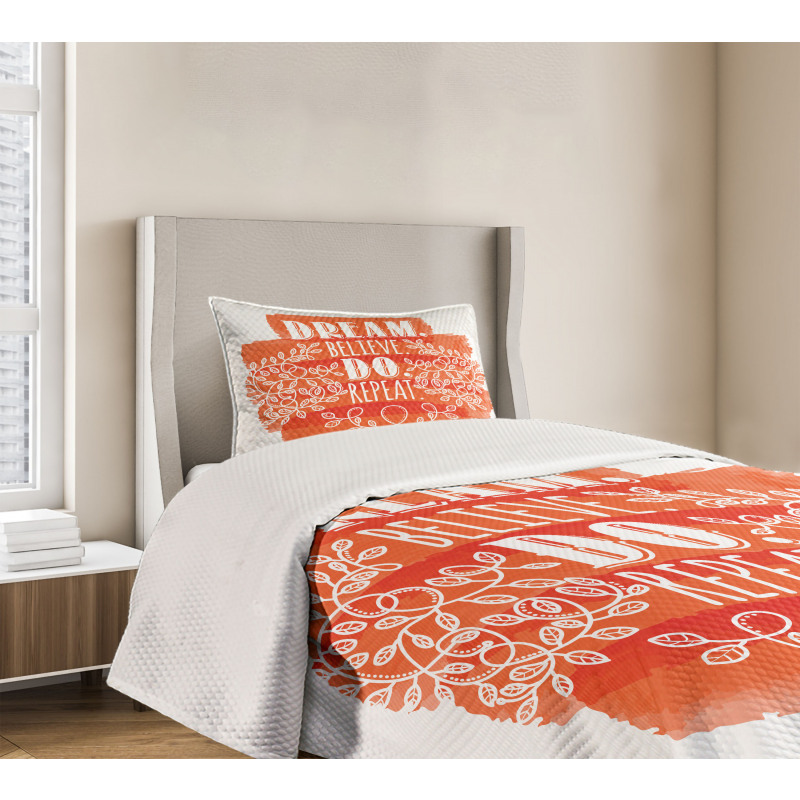 Dream Believe Do Repeat Leaf Bedspread Set