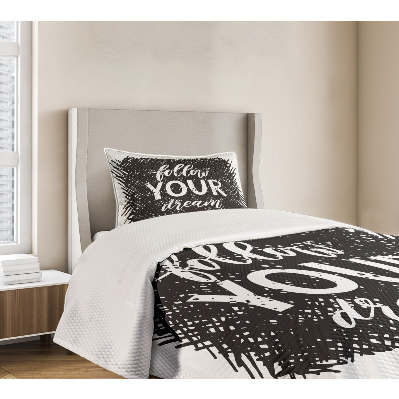 Words Grunge Black Scribble Bedspread Set