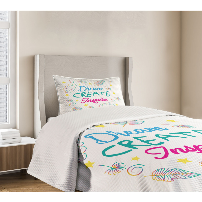 Dream Create Inspire Leaves Bedspread Set