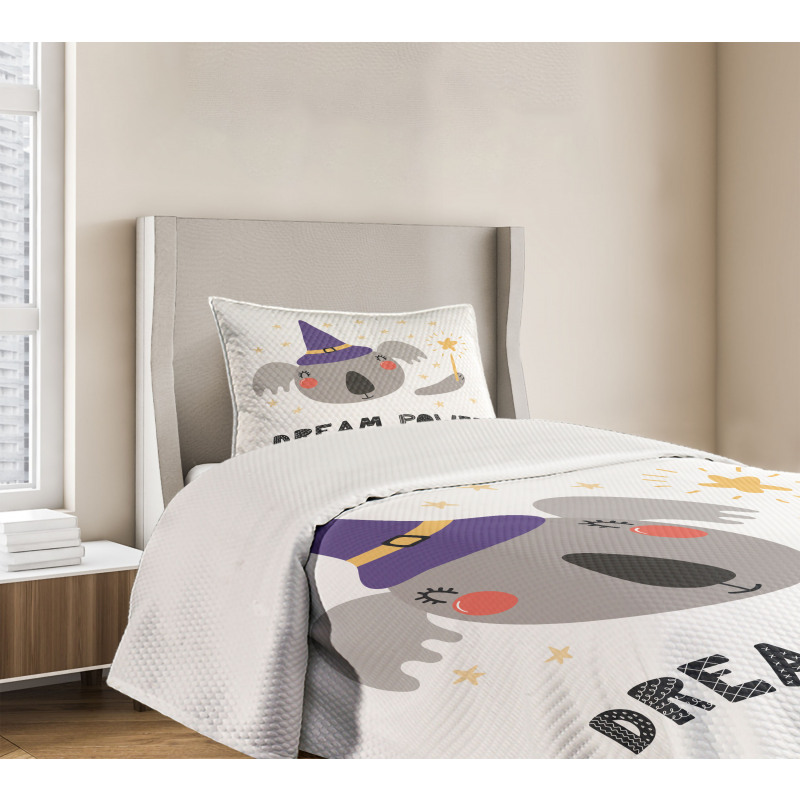 Funny Koala in a Witch Hat Bedspread Set