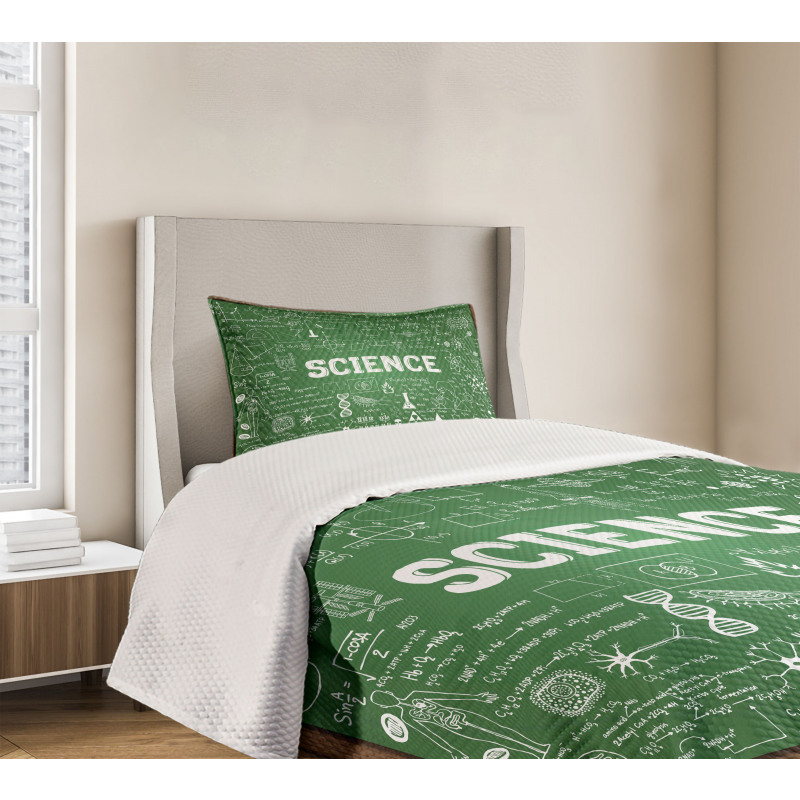 Science Word on Chalkboard Bedspread Set