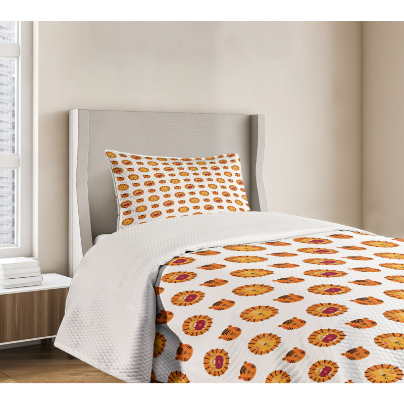 Funky Forms Tiger Lion Face Bedspread Set