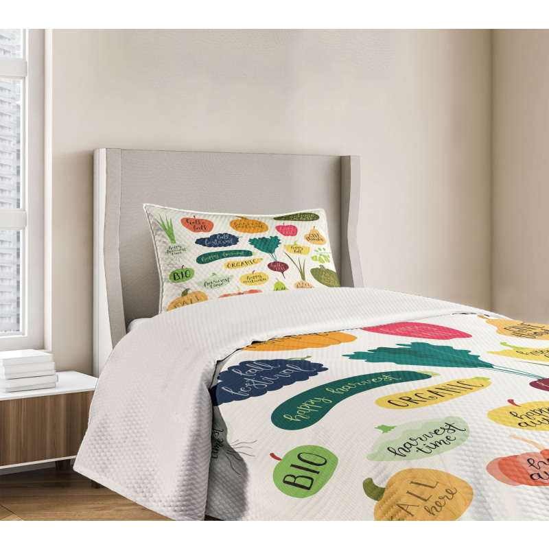 Plant Fruit Vegetable Slogan Bedspread Set