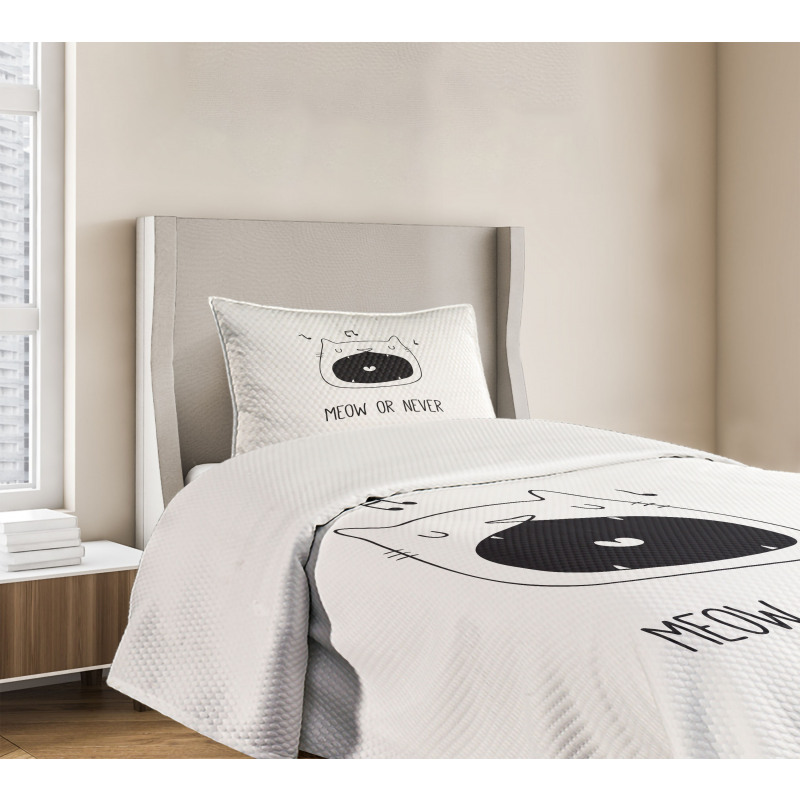 Meow or Never Word Fangs Bedspread Set