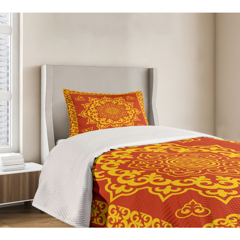 Oriental Round and Square Bedspread Set