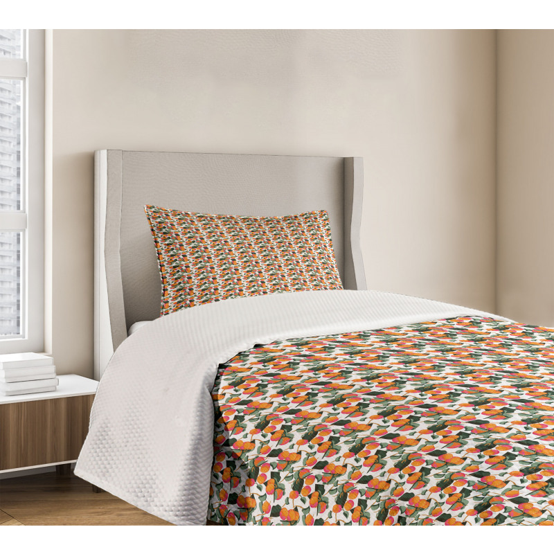 Citrus Mandarin with Leaves Bedspread Set