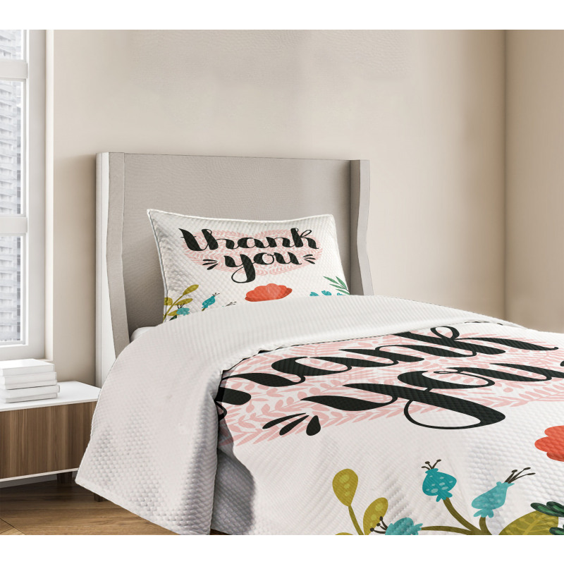 Heart Flowers and Leaves Bedspread Set