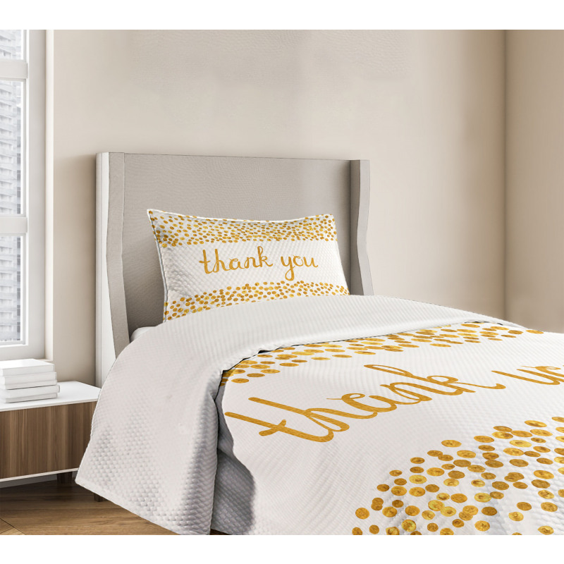 Yellow Tone Dots Cursive Bedspread Set