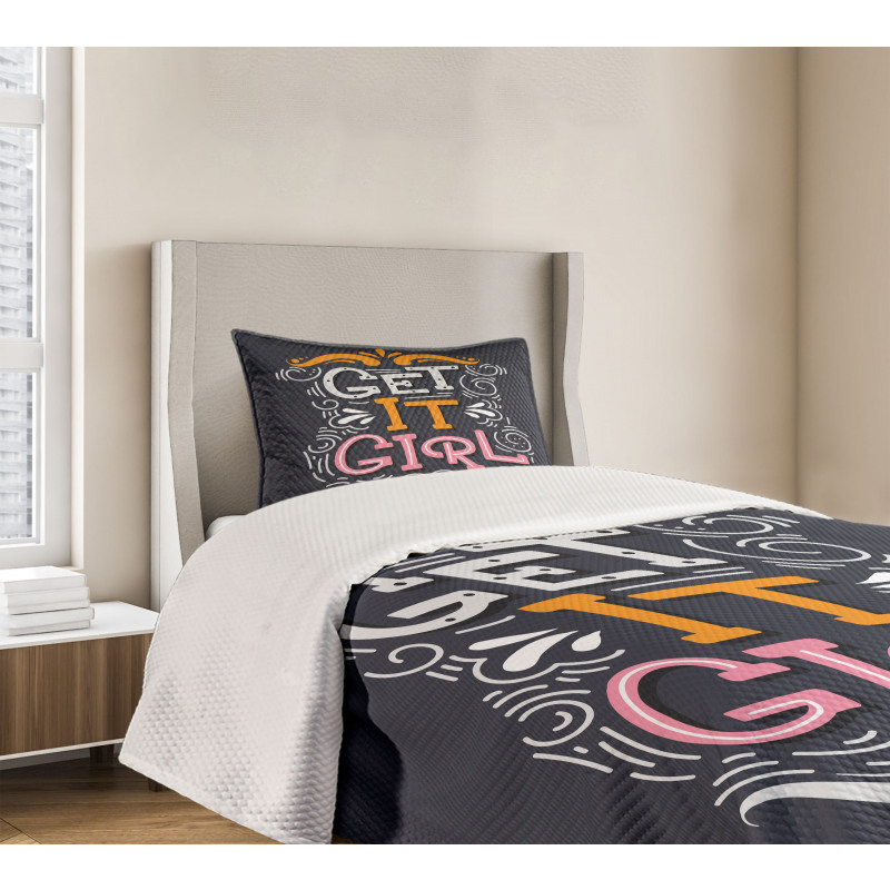 Get It Girl Typography Bedspread Set