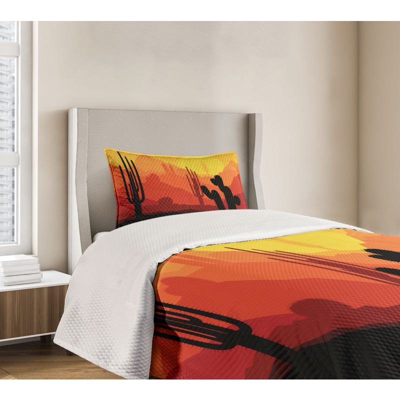 Cactus Silhouettes at Dusk Bedspread Set