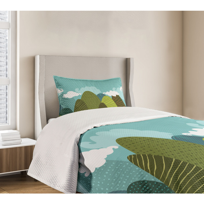 Doodle Trees and Clouds Bedspread Set