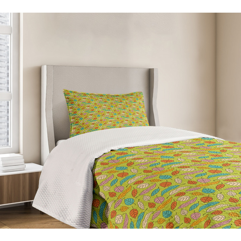 Falling Colorful Leaves Bedspread Set