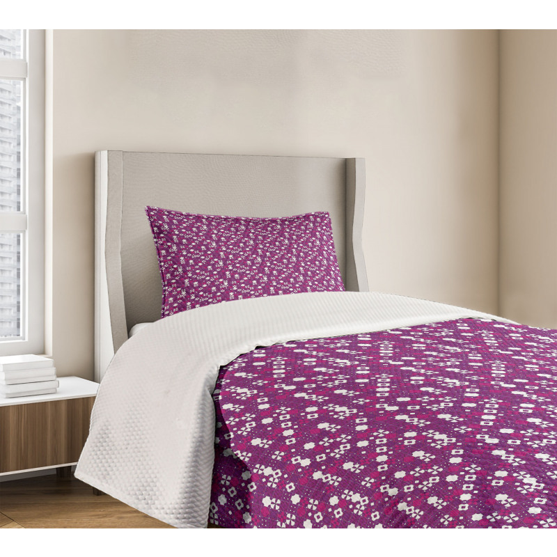 Tile Design Purple Shades Bedspread Set