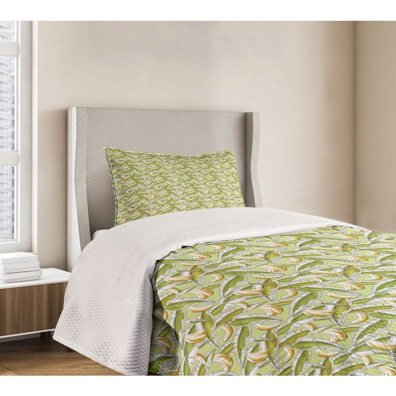 Tropical Fruit with Leaves Bedspread Set