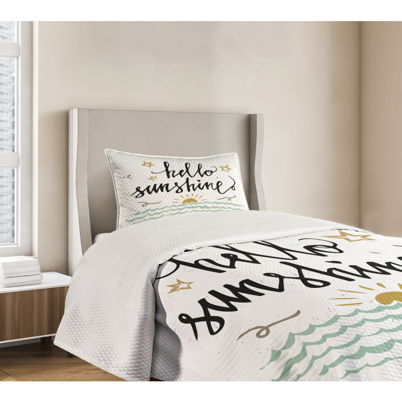 Sunset Scene Words Bedspread Set