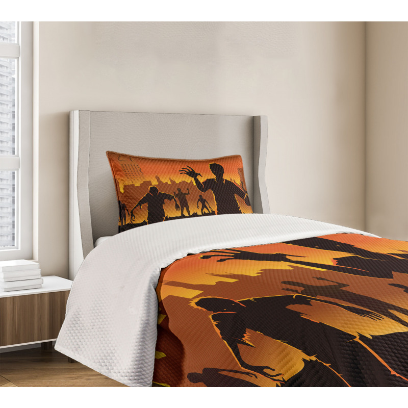 Abandoned City Halloween Bedspread Set