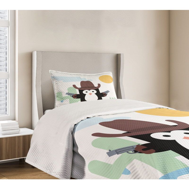 Cacti Cowboy Penguin in a Hat Bedspread Set