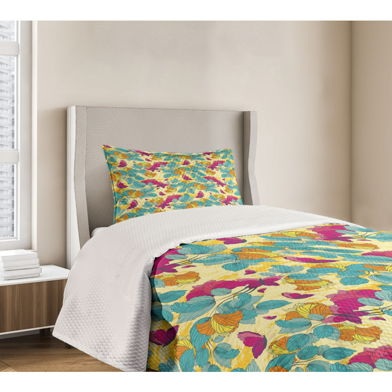 Abstract Leaf Butterfly Bedspread Set