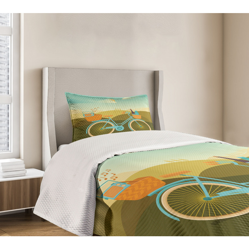 Camping Picnic Themed Bike Bedspread Set