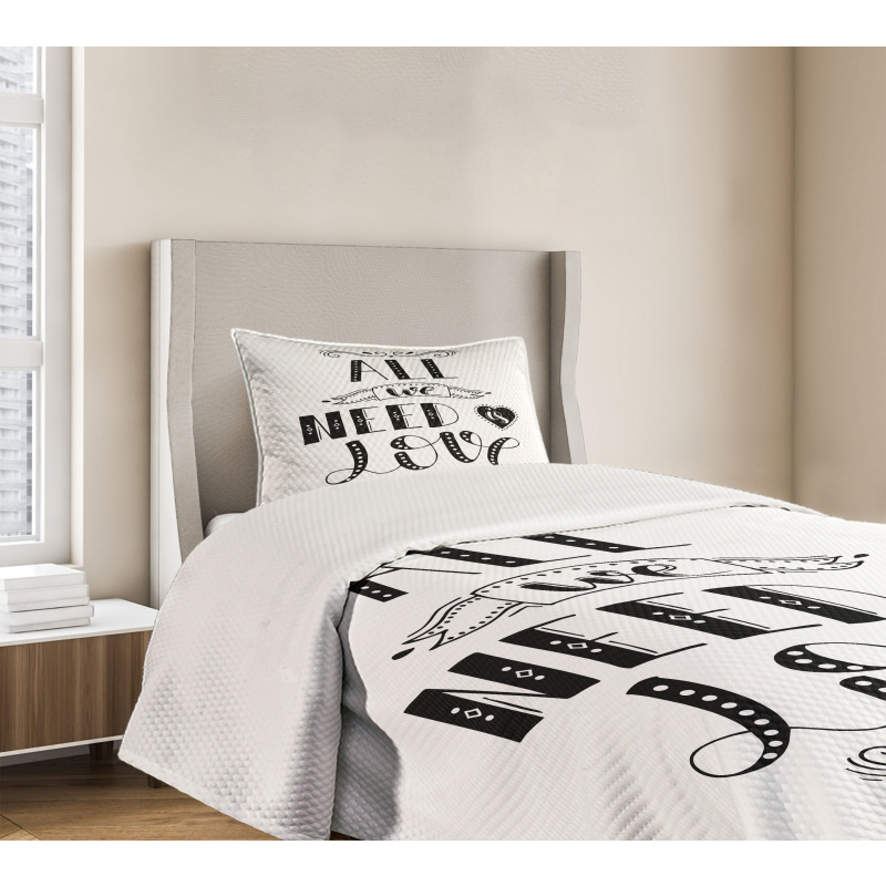 All We Need Is Love Phrase Bedspread Set