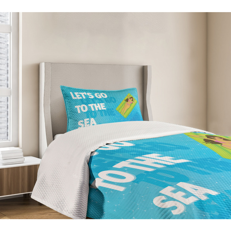 Lets Go to the Sea Message Bedspread Set