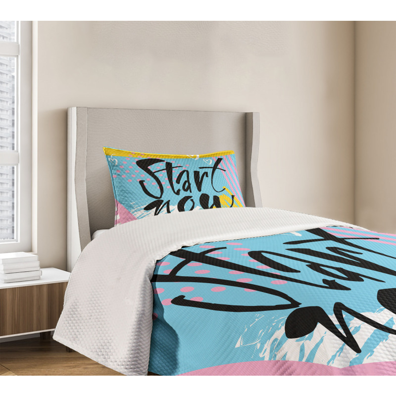 Start Now Words Modern Bedspread Set